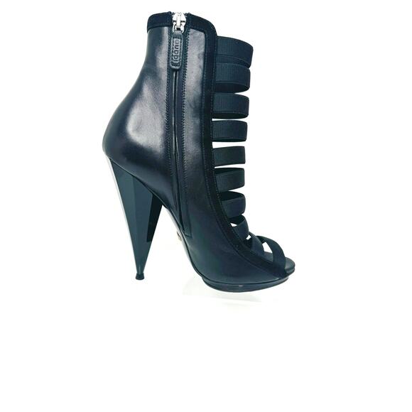 Gucci Black Caged Nappa Kid Scamosciato Elastic Olimpia Open Toe Booties 36.5 - Picture 2 of 10